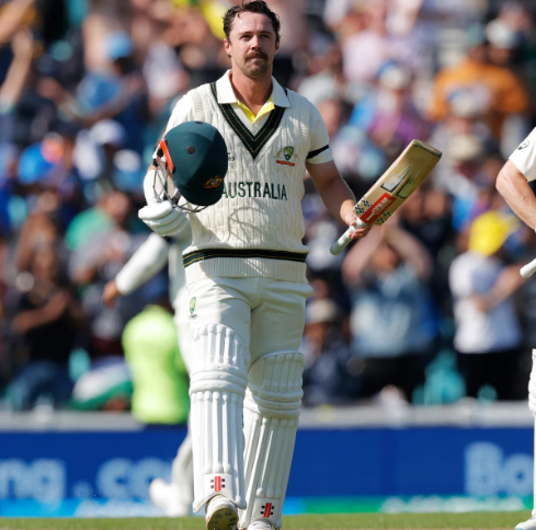 Travis Head celebrates after scoring a century in the World Test Championship Final against India.