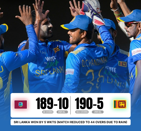 Sri Lanka Defeats West Indies by Five Wickets in Thrilling Encounter